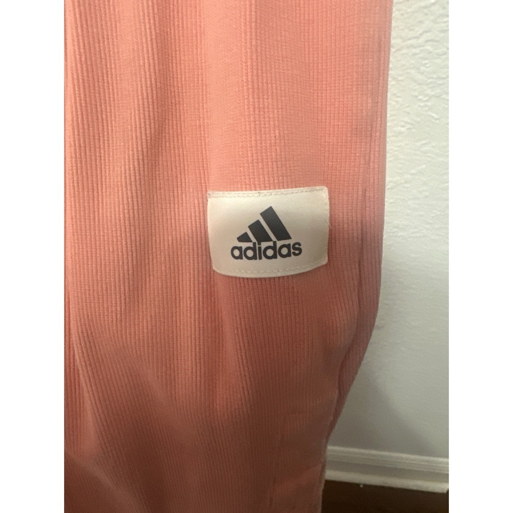 Adidas Ribbed Flare Track Pants Peach Pink Side Slit Logo Detail Size S - Picture 5 of 14